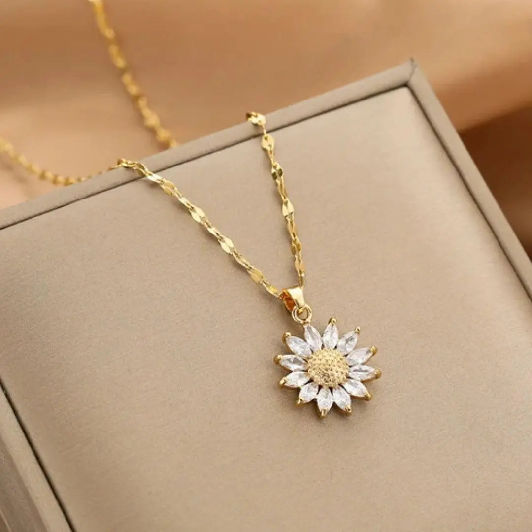 Funkelnde Gänseblümchen-Halskette mit Zirkonia-Kristallen für Damen