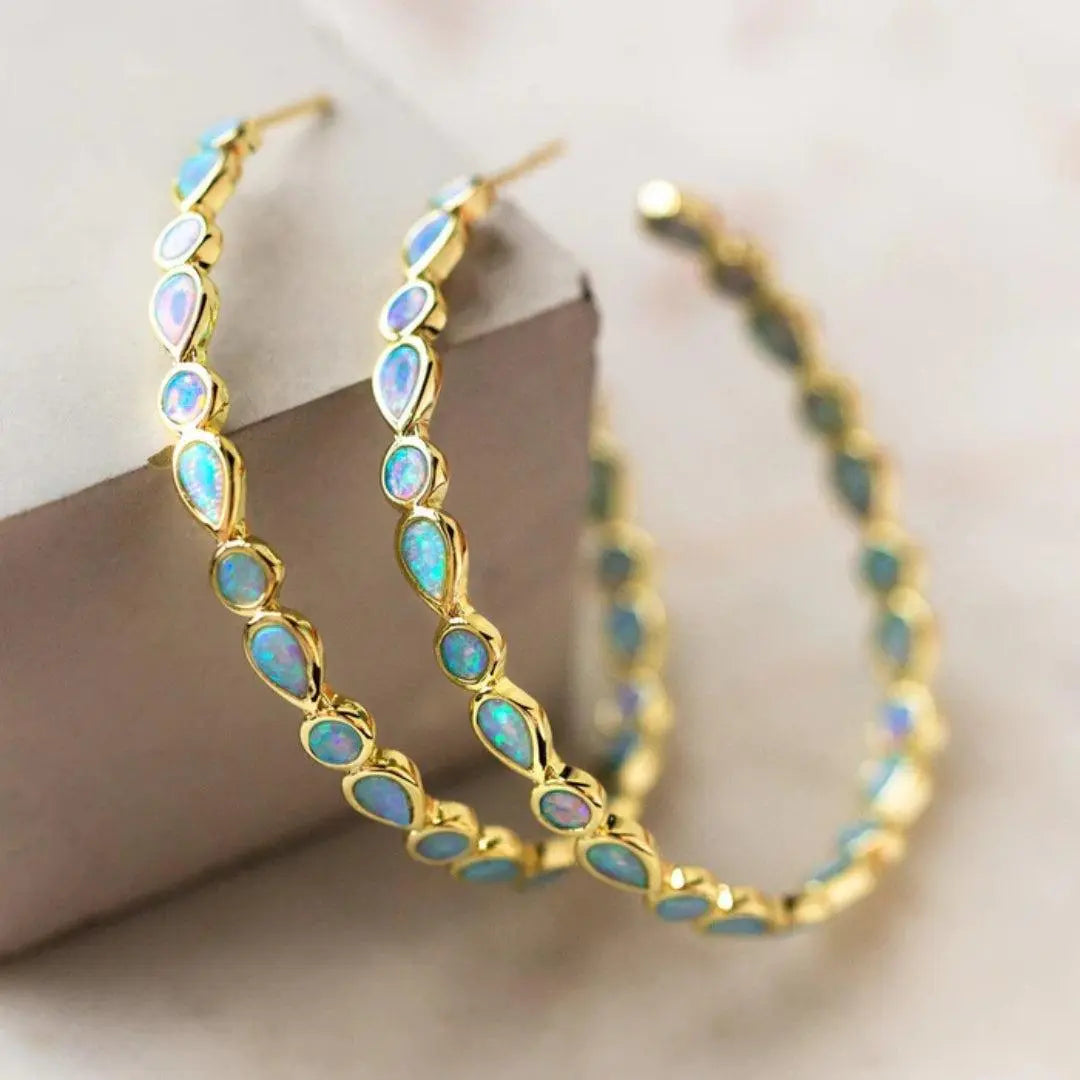 Elegante Opal Tropfen Creolen für Frauen