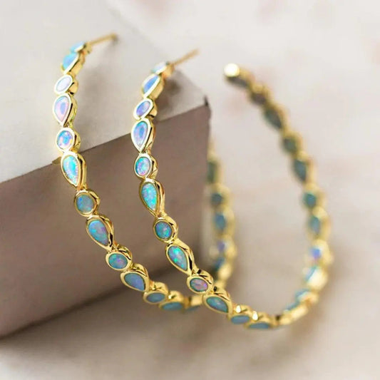 Elegante Opal Tropfen Creolen für Frauen