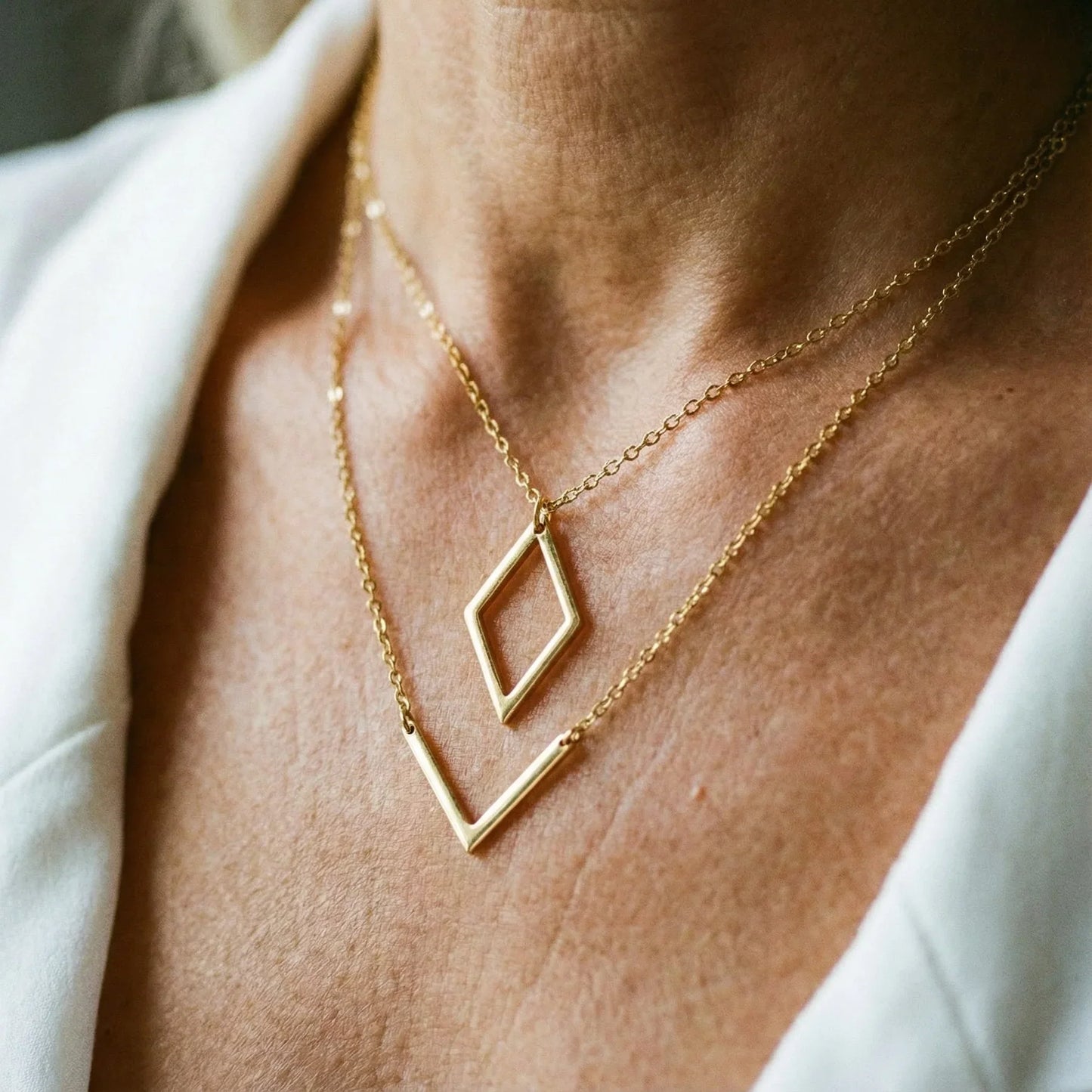 Modernes Geometrisches Layering-Ketten Set für Damen