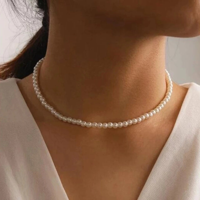 Elegante Perlenkette für Damen, klassischer Choker-Stil