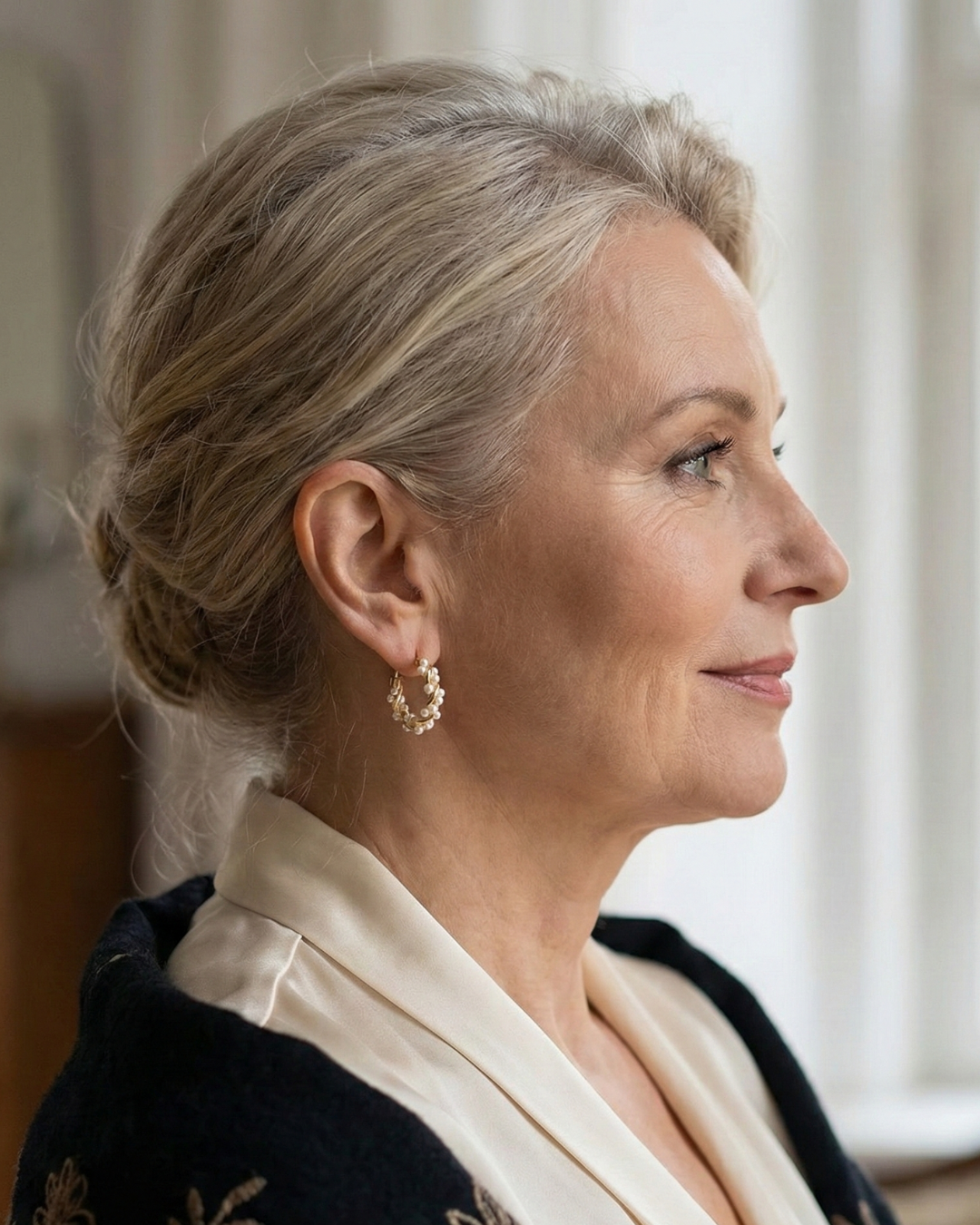 Geschwungene Ohrringe mit eleganten Perlen-Details