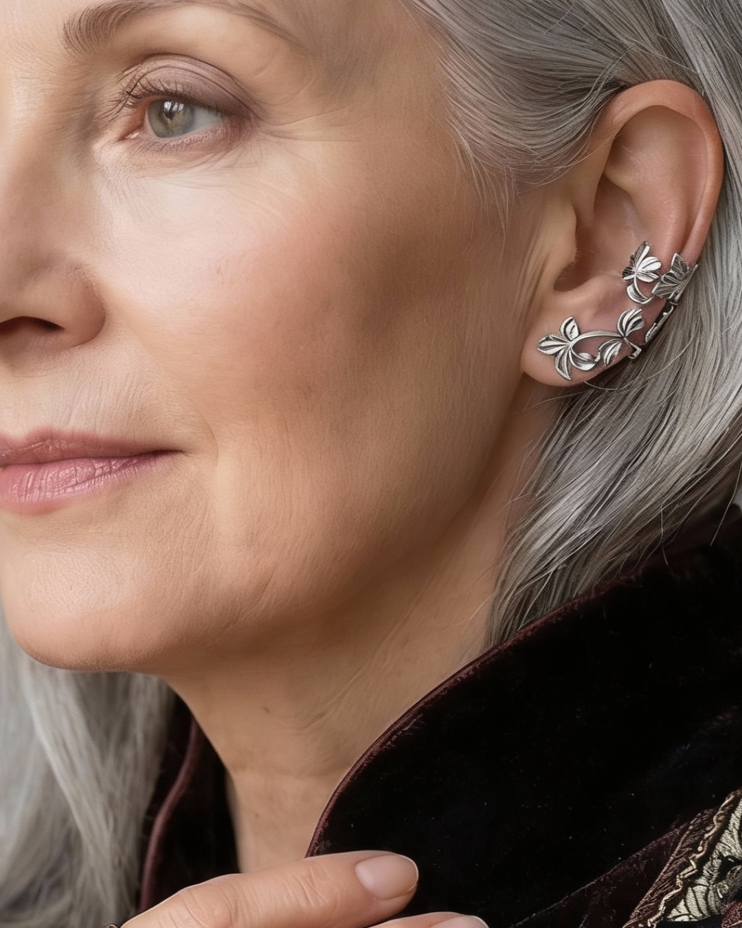 Ohrklemme mit zartem Blatt-Design, kein Piercing nötig