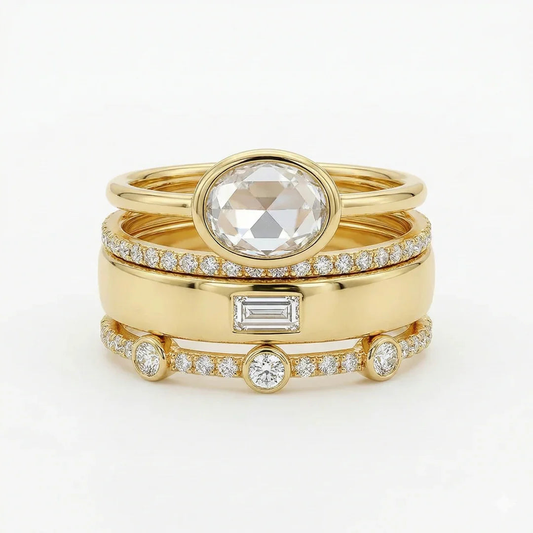 Vintage-Ring-Set mit Zirkonia
