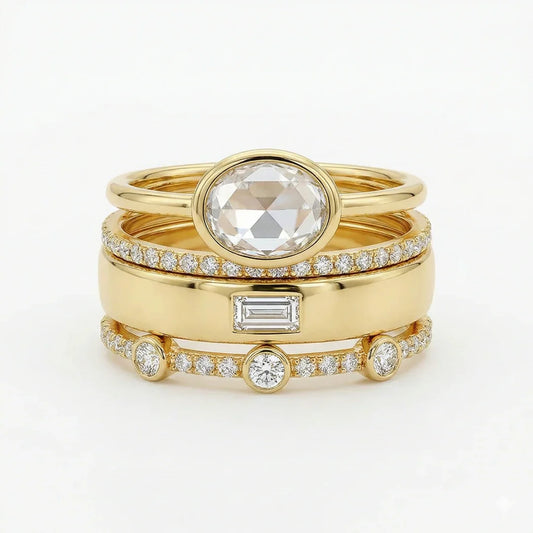 Vintage-Ring-Set mit Zirkonia