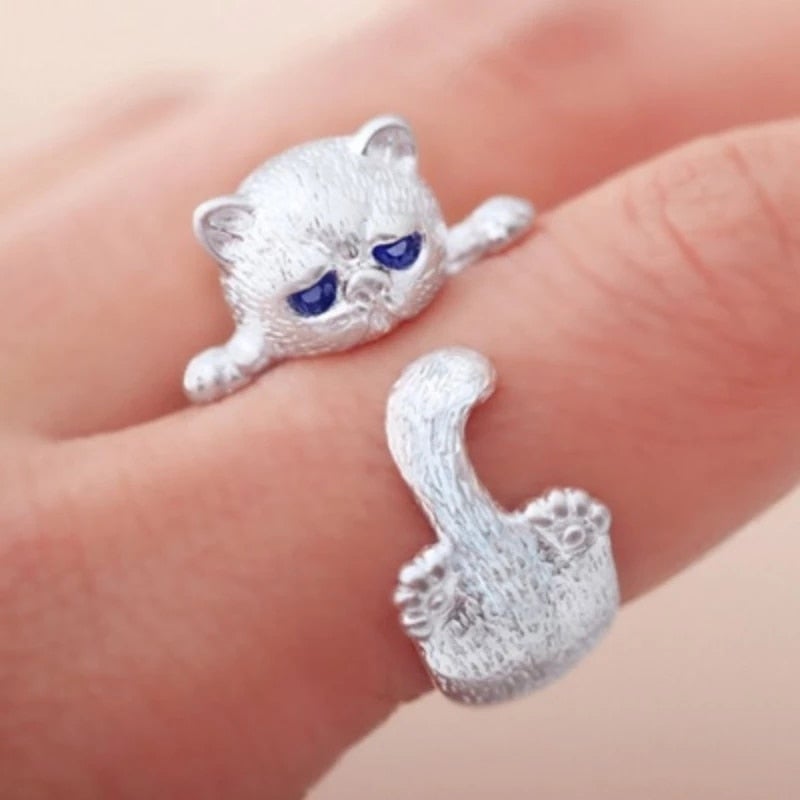 Verstellbarer Ring mit Katze