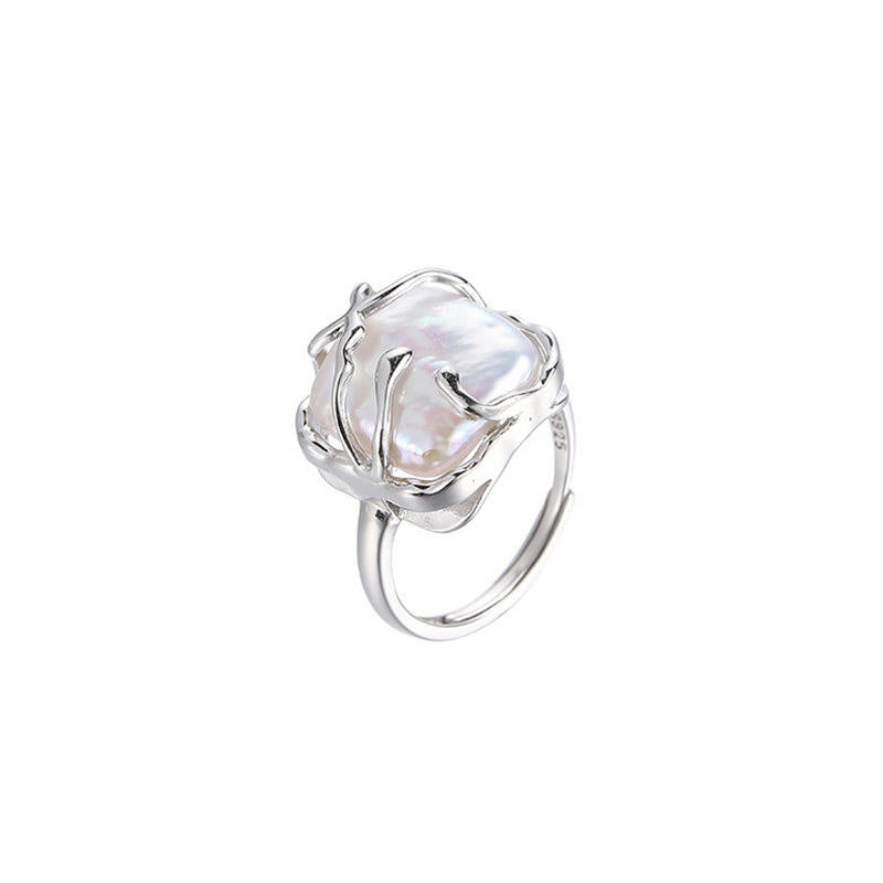 Vintage-Edelstahlring mit natürlicher Perle