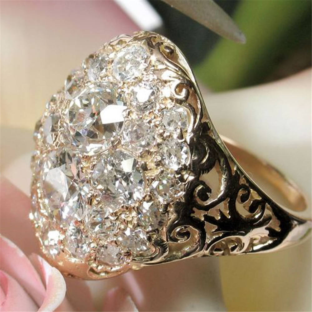 Vintage runder Goldring mit Diamanten