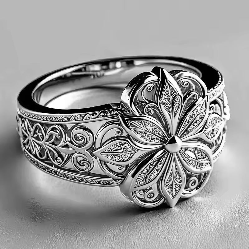 Exotischer Blumenring mit Zirkonen