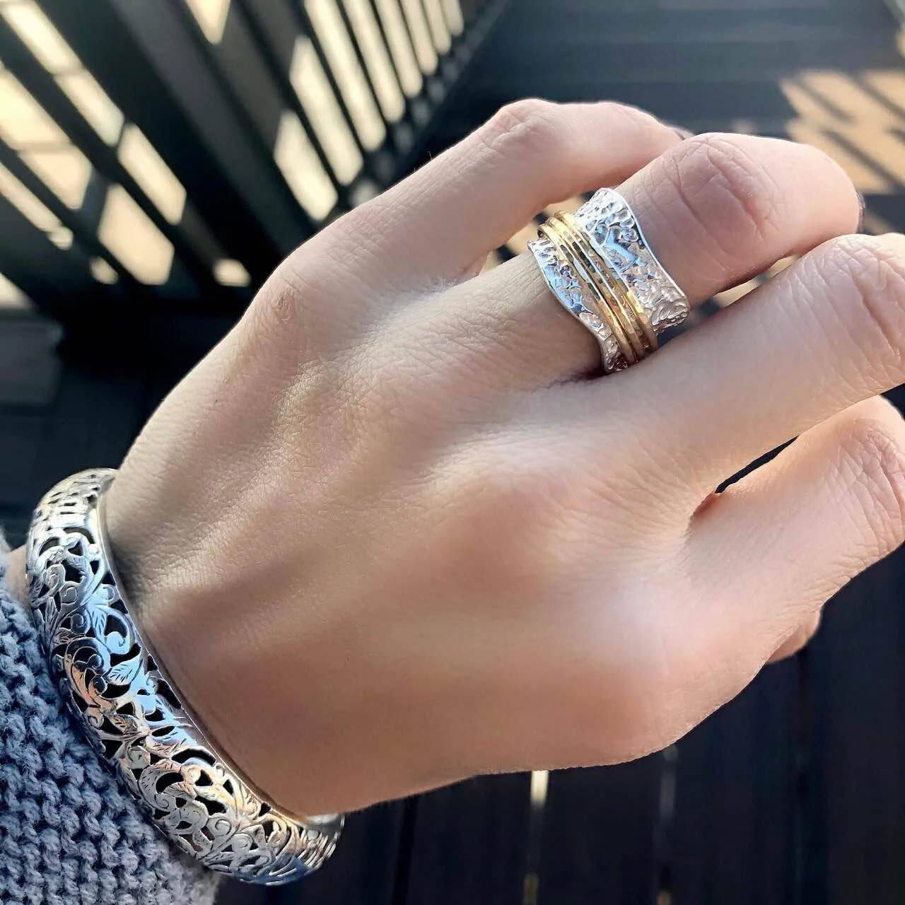 Vintage Spinnerring aus Edelstahl