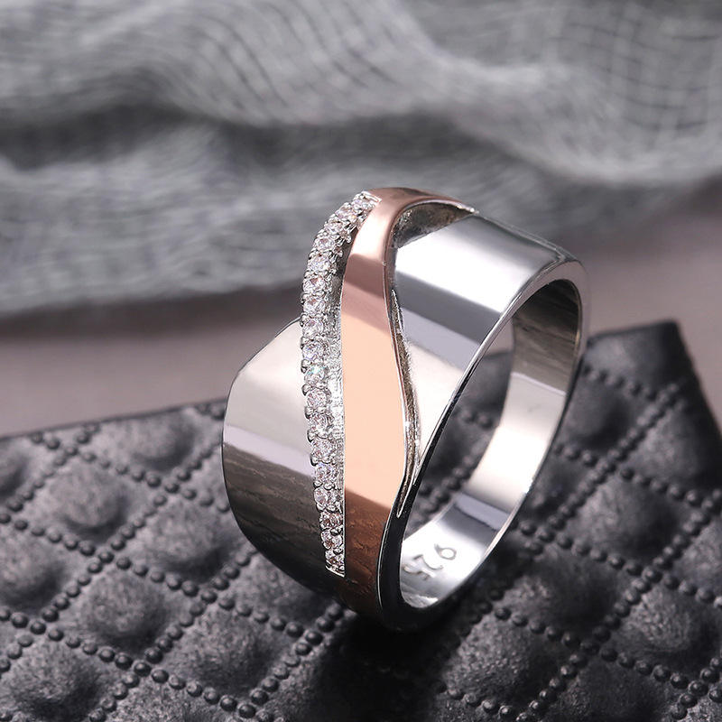 Bicolor-Edelstahlring mit Zirkonia