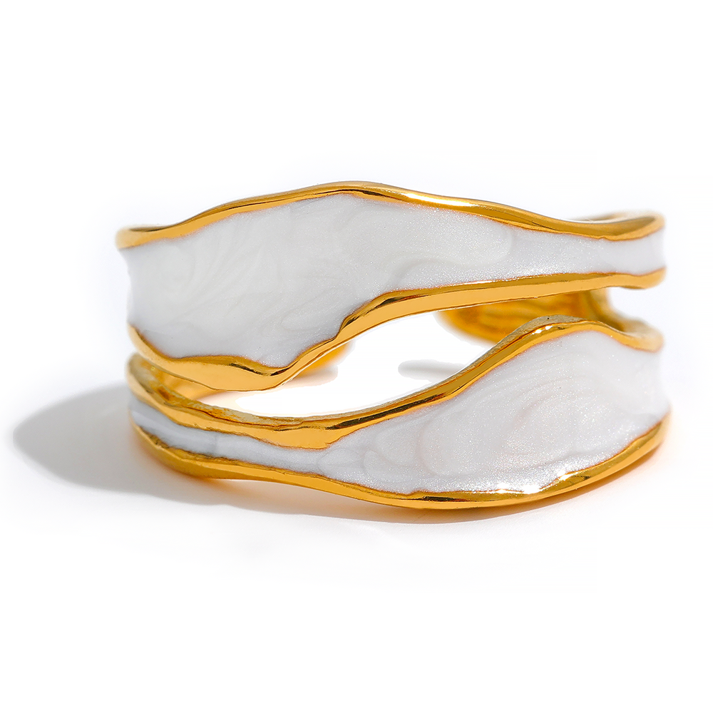 Edelstahlring mit weißer Emaille