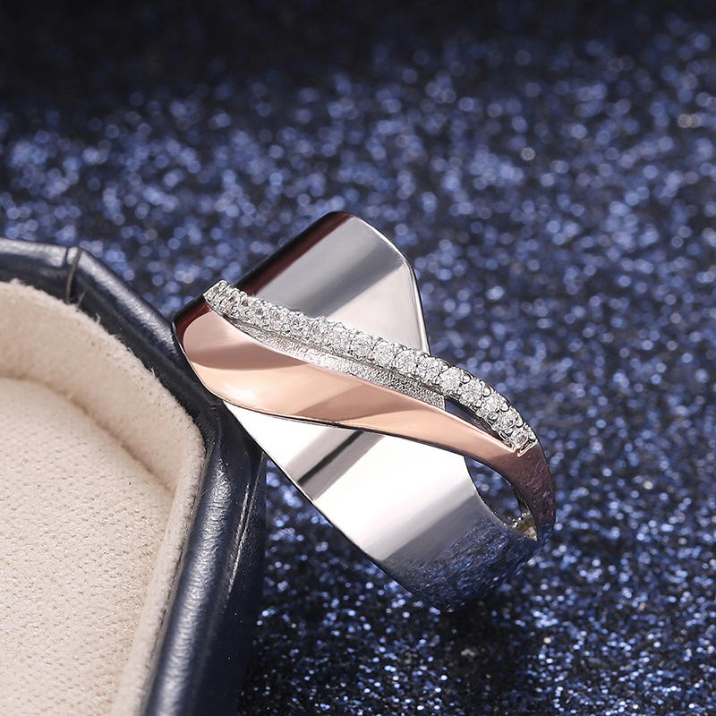 Bicolor-Edelstahlring mit Zirkonia