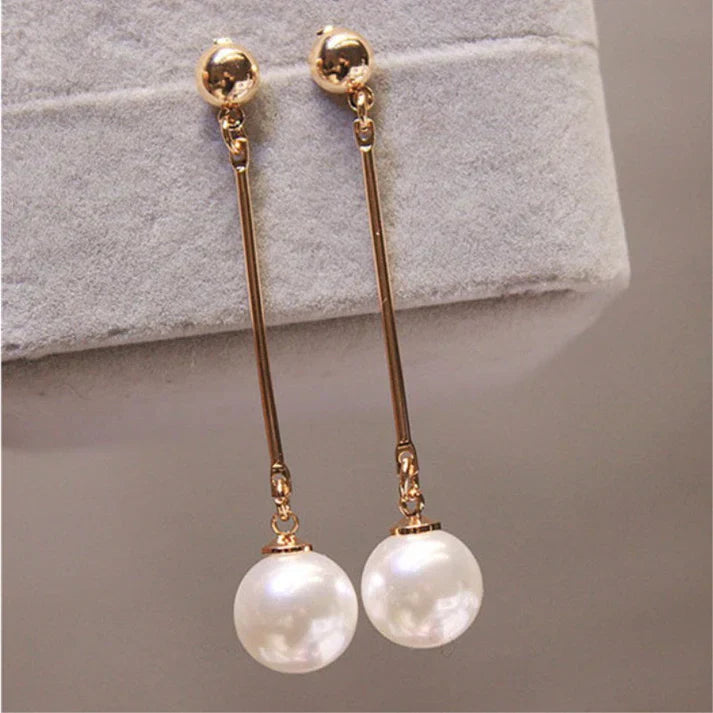 Elegante Perlen Ohrhänger – Lange Tropfenform mit Stab-Detail
