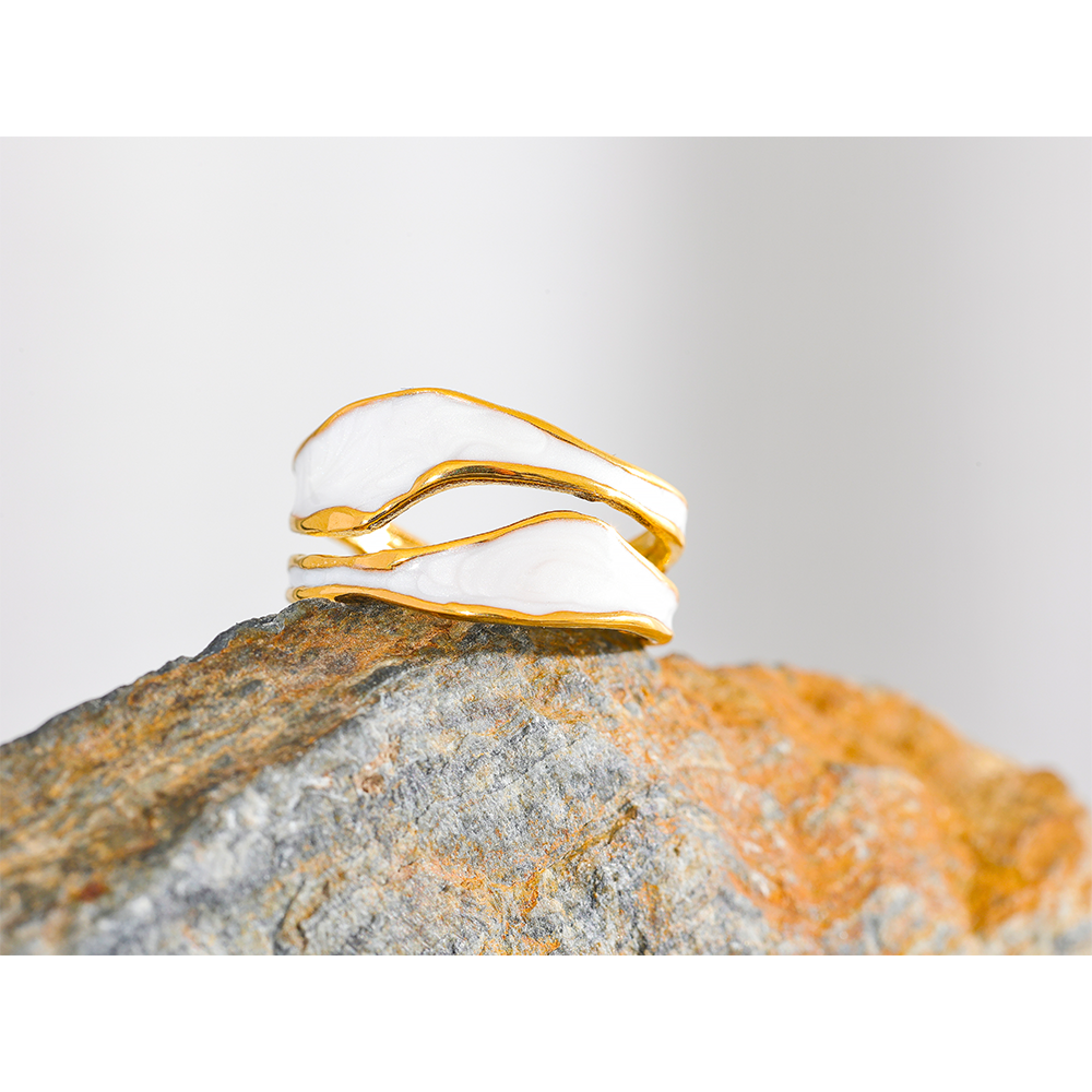 Edelstahlring mit weißer Emaille