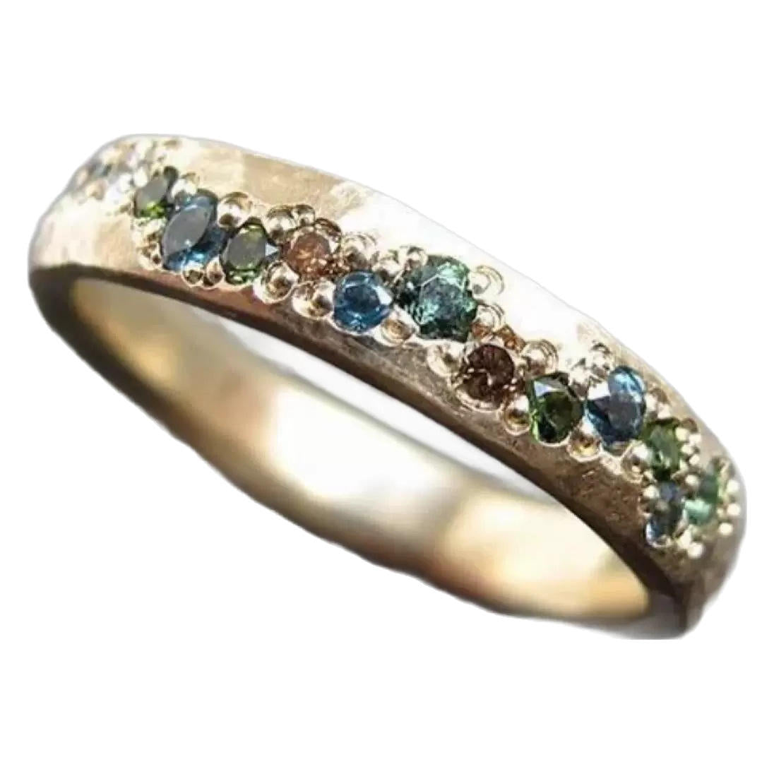 Vintage Goldbandring mit bunten, facettierten Saphiren