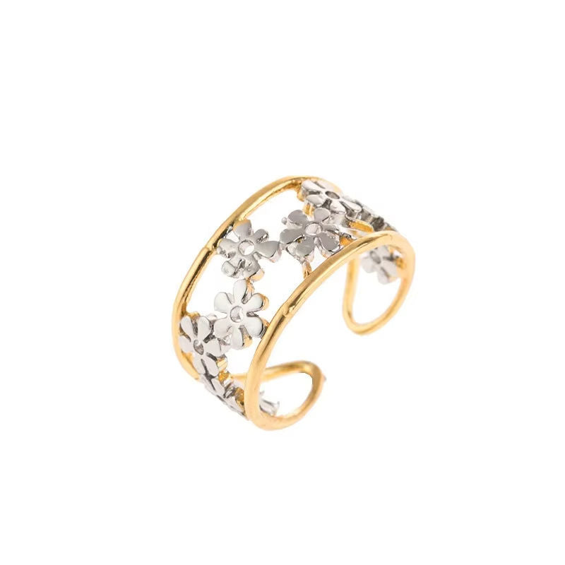 Verstellbare Ringe mit Cluster-Design und Flora-förmigen Vertiefungen