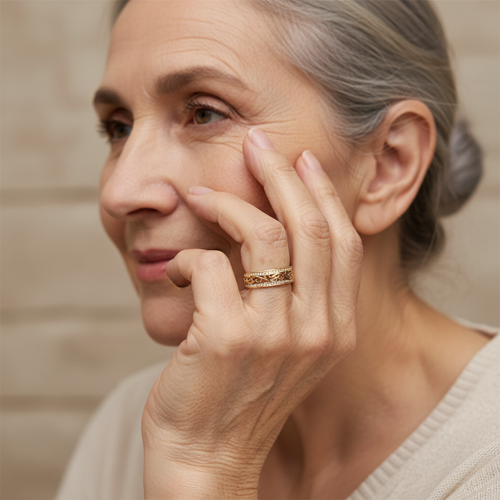 Durchbrochener Ring mit goldfarbenem Glanz
