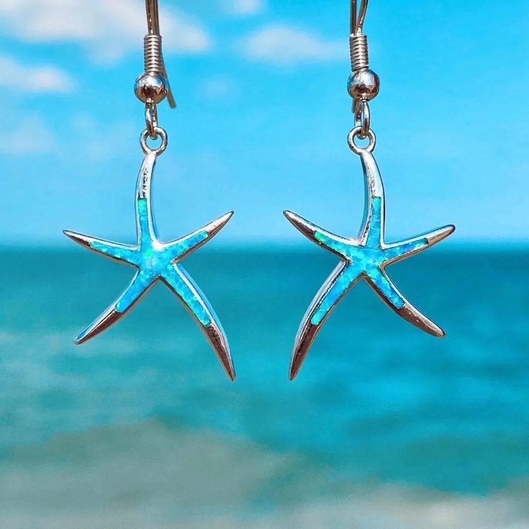 Wunderschöne Opal Seestern Ohrringe für Strandliebhaber