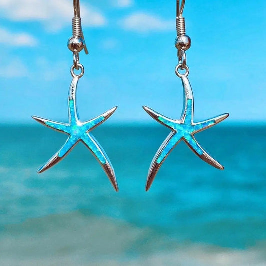 Wunderschöne Opal Seestern Ohrringe für Strandliebhaber