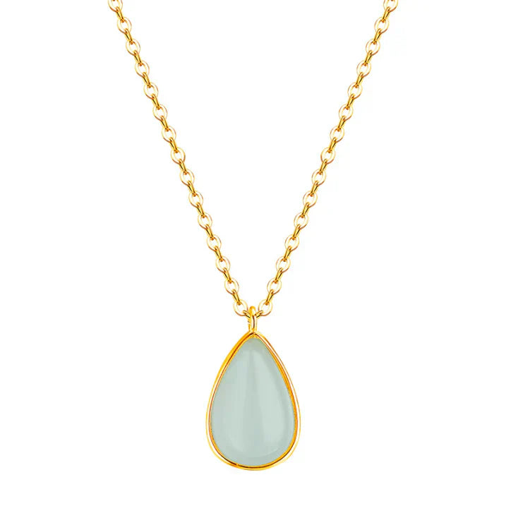 Elegante Mondstein Tropfenkette mit zartem Goldton Rahmen