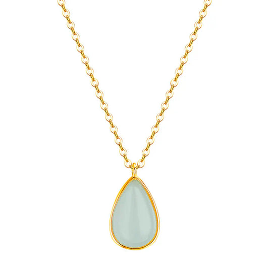 Elegante Mondstein Tropfenkette mit zartem Goldton Rahmen