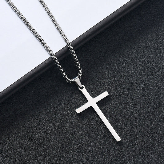 Edelstahl Kreuz-Halskette für Damen und Herren in drei Farben