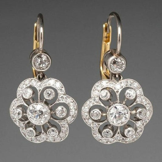 Vintage Diamant Ohrringe im Blüten-Design
