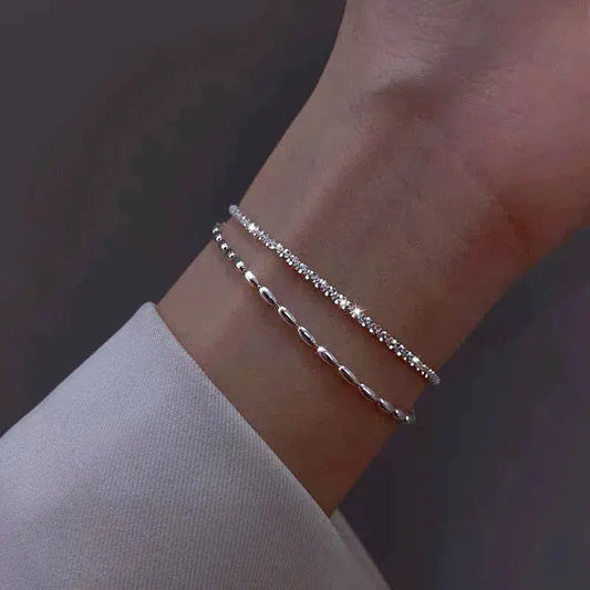 Glamouröses Zirkonia-Armband mit stilvoller Perlenkette