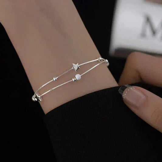 Doppellagiges glänzendes Sternen-Armband mit funkelnden Kugeln für Damen