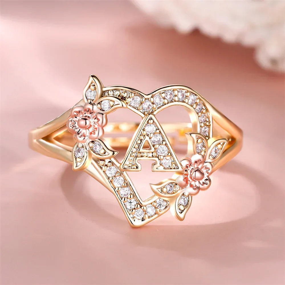 Edelstahlring mit Initiale und Kristallen