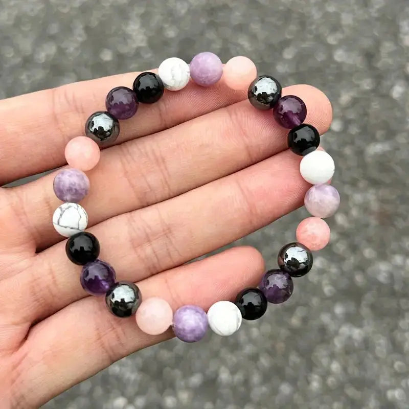 Edles Armband aus Amethyst, Hämatit und Natursteinen