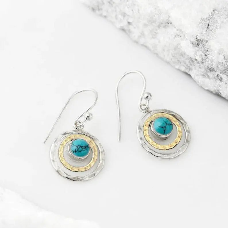 Boho Kreise Ohrringe mit Mondstein oder Türkis