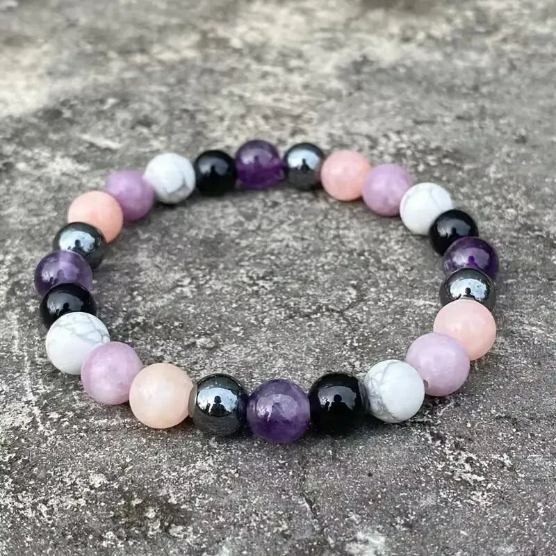 Edles Armband aus Amethyst, Hämatit und Natursteinen