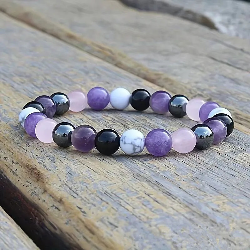 Edles Armband aus Amethyst, Hämatit und Natursteinen