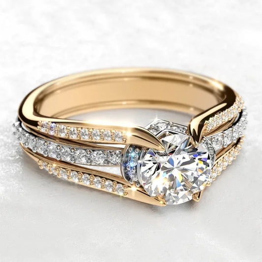 Luxuriöser Verlobungsring mit zentralem Diamant