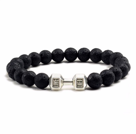 Fitness Hantel-Armband aus Onyx, Türkis oder Lavastein für Männer