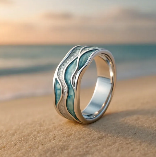 Ring mit Aurora-Ozean- und Strandmotiv