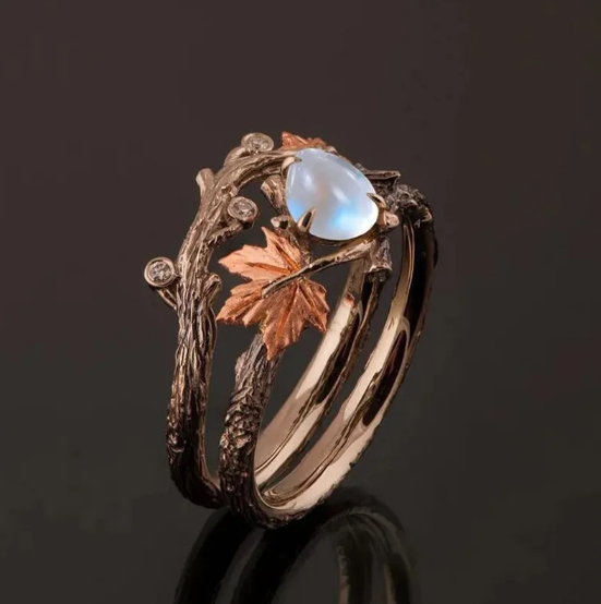 Vintage-Ahornblatt-Ring