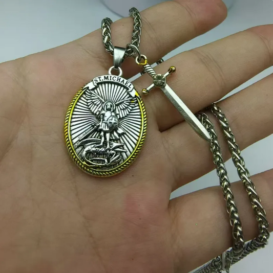 St. Michael Erzengel Schutzanhänger Schwert Kette für Herren