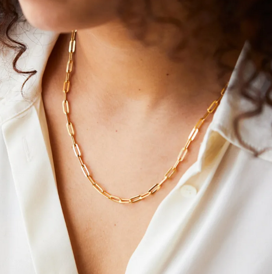 Feine Paperclip-Gliederkette aus Edelstahl für Damen
