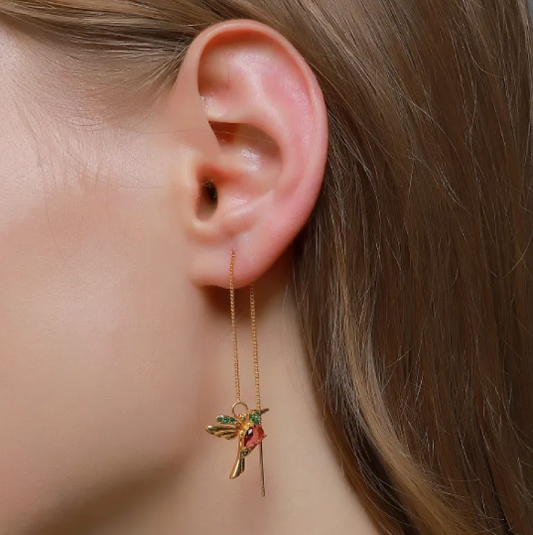 Elegante Kolibri Ohrringe mit funkelnden Zirkonia Steinen