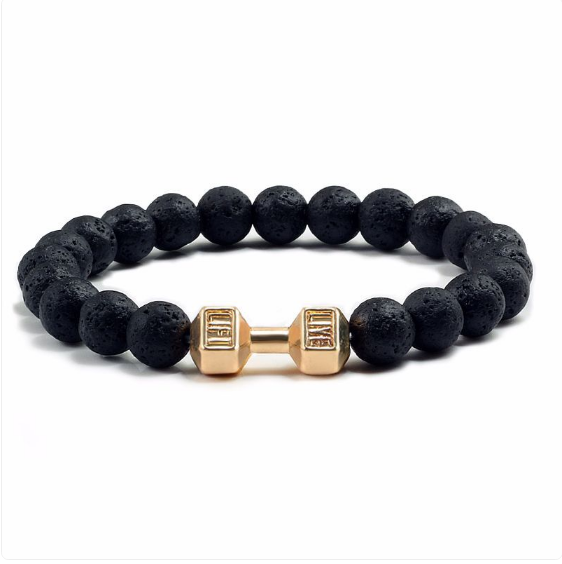 Fitness Hantel-Armband aus Onyx, Türkis oder Lavastein für Männer