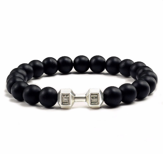 Fitness Hantel-Armband aus Onyx, Türkis oder Lavastein für Männer
