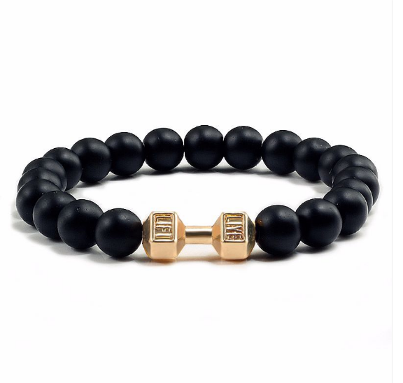 Fitness Hantel-Armband aus Onyx, Türkis oder Lavastein für Männer