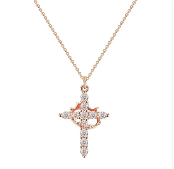 Funkelnde Kreuz-Halskette mit Zirkonia-Steinen für Damen