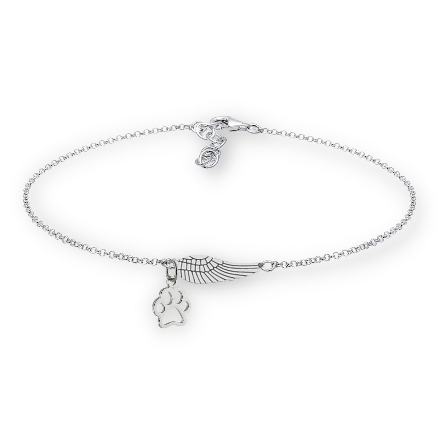Engelsflügel Pfotenabdruck Armband zum Gedenken an Haustiere