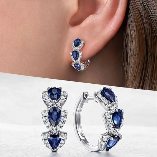 Elegante Tropfenform Ohrringe mit funkelnden Zirkonia und farbigen Kristallen