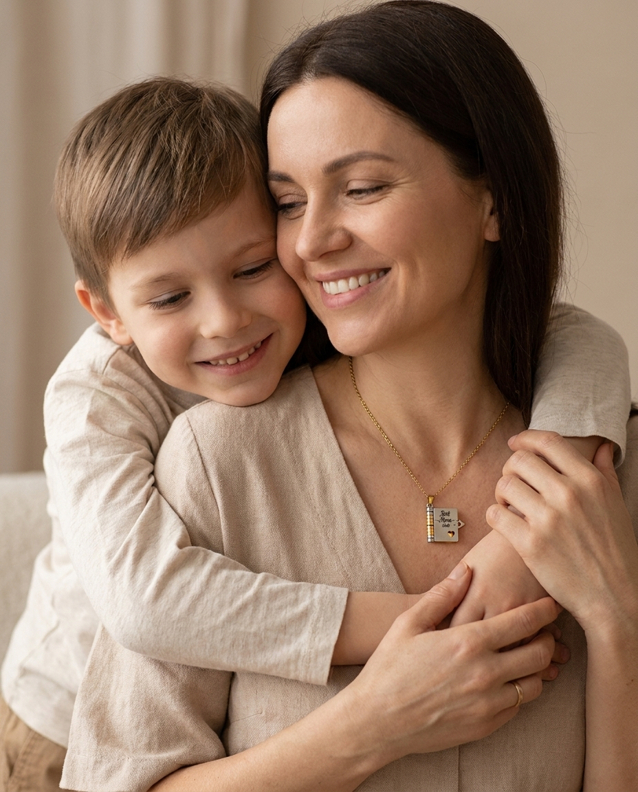 Best Mom Ever Necklace - Mother and Son Lifestyle Portrait
