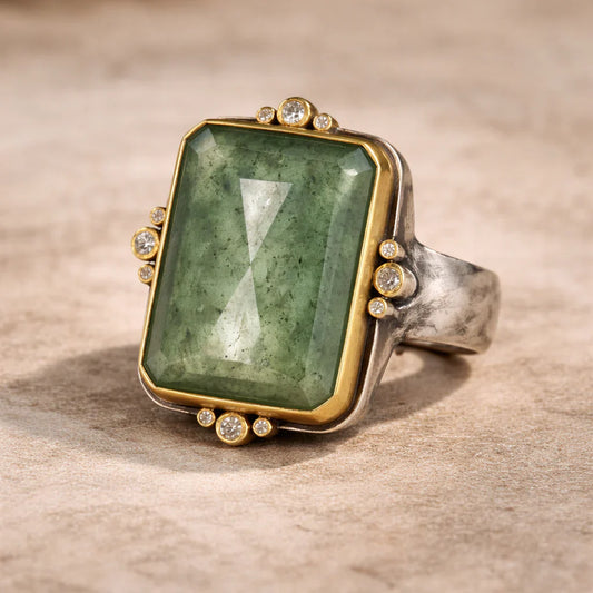 Vintage-Ring mit Zirkonium und vergoldet